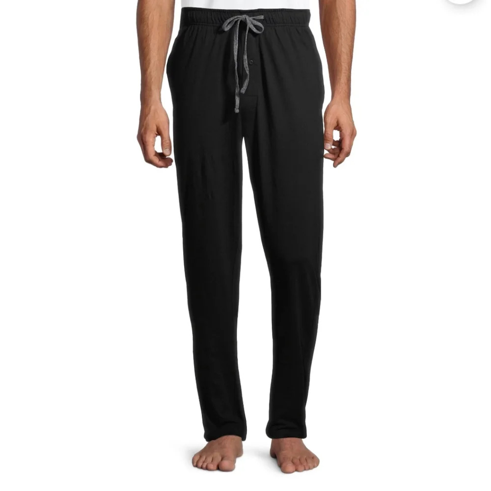 George Men’s Size 2XL (44-46) Solid Knit Pajama Pants  Sleep Pants Black